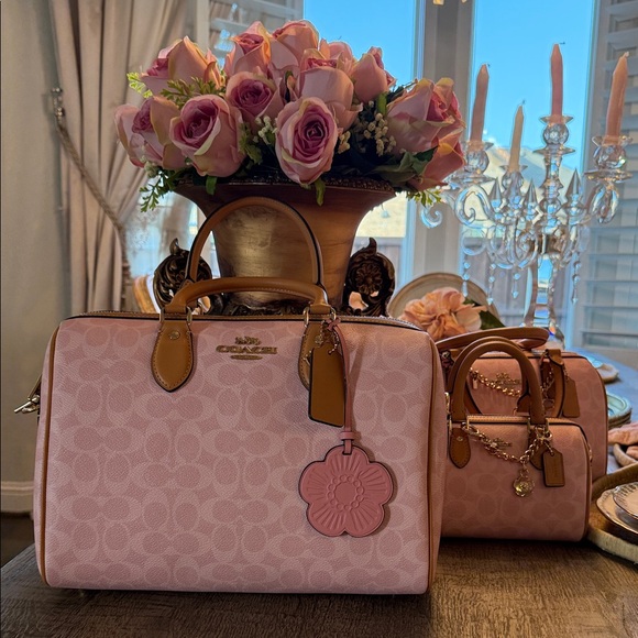 Coach Pink Signature Handbag Large Satchel Rowan Powder pink signature canvas - Picture 3 of 15